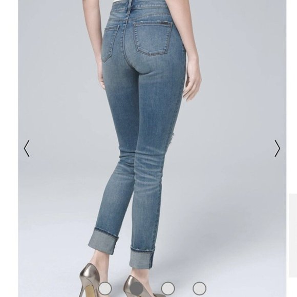 White House Black Market High Rise Straight Jeans Sz 2 Petite(2P) Beaded - Picture 11 of 16